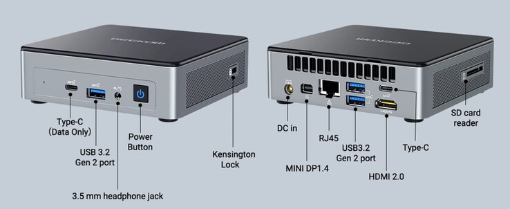 ports externes sur le Geekom MiniAir 12 (source : Geekom)