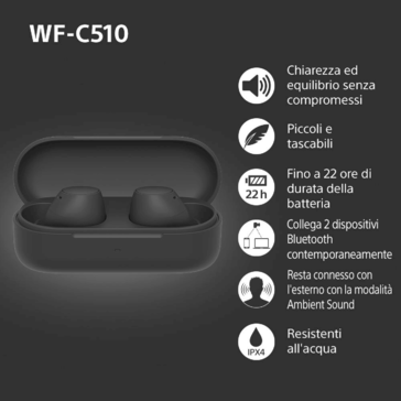 Caractéristiques du Sony WF-C510 (source de l'image : @MysteryLupin sur X)
