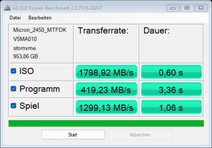 Benchmark de copie de SSD MSI Vector GP76 2022 AS