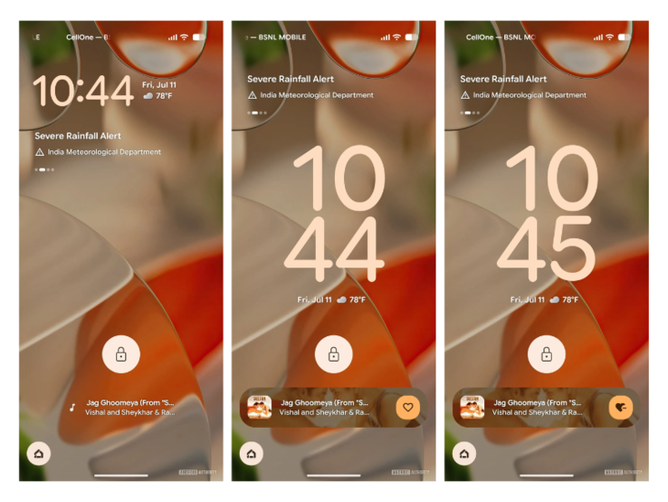 Captures d'écran de la nouvelle fonctionnalité "En lecture". (Source de l'image : Android Authority)