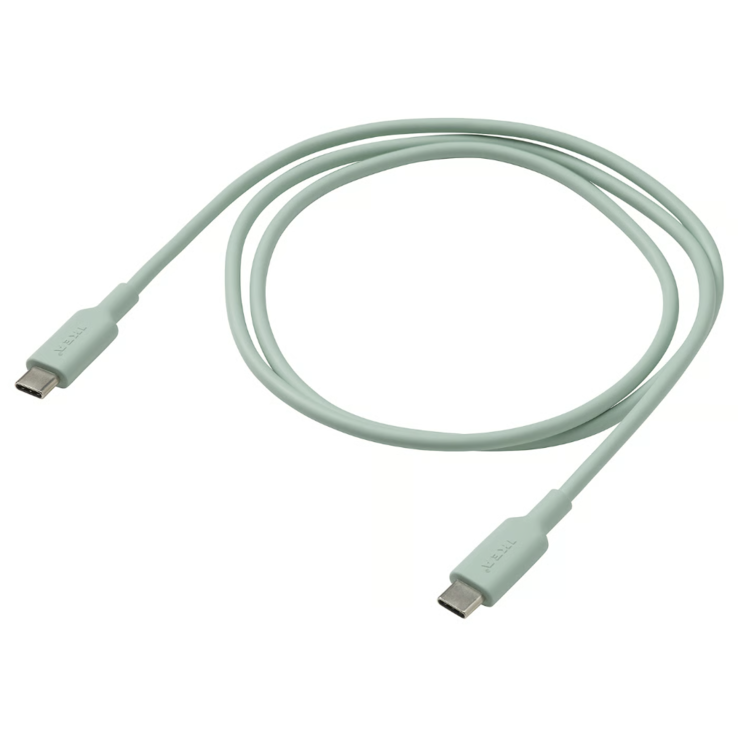 Le câble USB-C à USB-C IKEA Sittbrun en vert clair. (Source de l'image : IKEA)