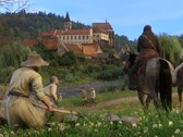 Image montrant un château et des personnages dans Kingdom Come : Deliverance.