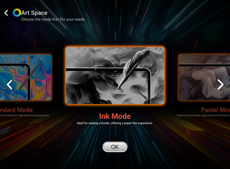 L'ArtSpace vous permet de modifier l'affichage des couleurs de l'écran.