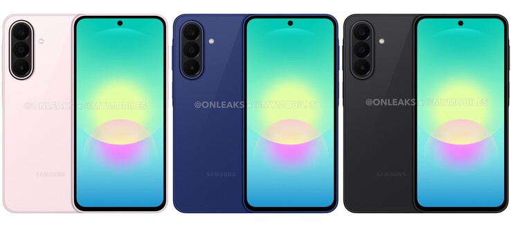 Rendu officiel du Galaxy A27. Le Galaxy A27 devrait être disponible en rose clair, bleu et noir.
