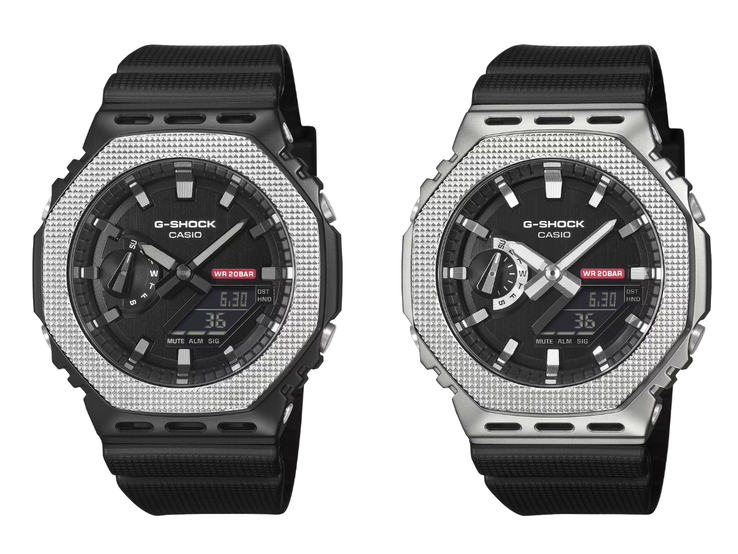 Les montres Casio G-Shock GM2100BM-1A (à gauche) et GM2100M-1A (à droite). (Source de l'image : Casio)