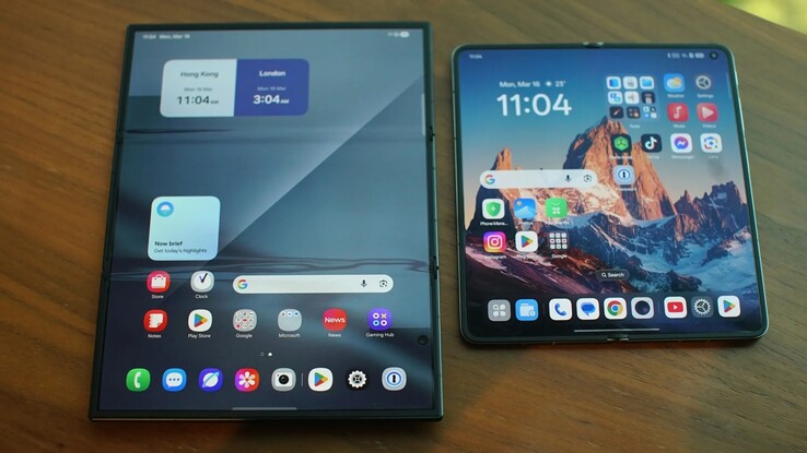 L'Oppo Find N6 vs Samsung Galaxy Z Le pli de l'écran trifonctionnel.