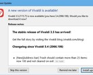 Notification de mise à jour du navigateur Vivaldi 3.5.2155.73 dans Windows 10 (Source : Own)