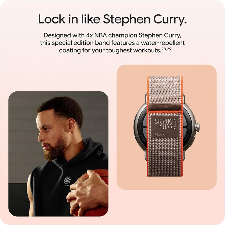 Le bracelet intègre le nom de Stephen Curry et le logo #LockIn, et il n’est pas proposé avec les modèles standard de 41 mm et 45 mm.