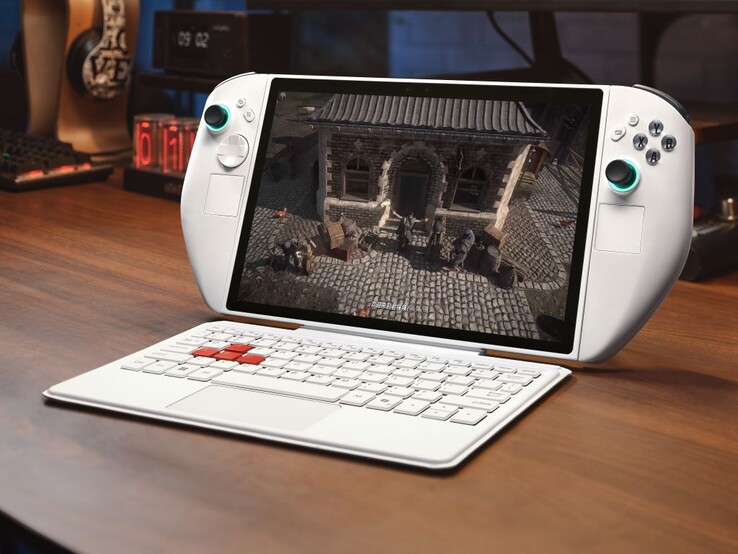 L'ordinateur de poche 3D One d'Abxylute avec ses manettes et son clavier. (Source de l'image : Abxylute)