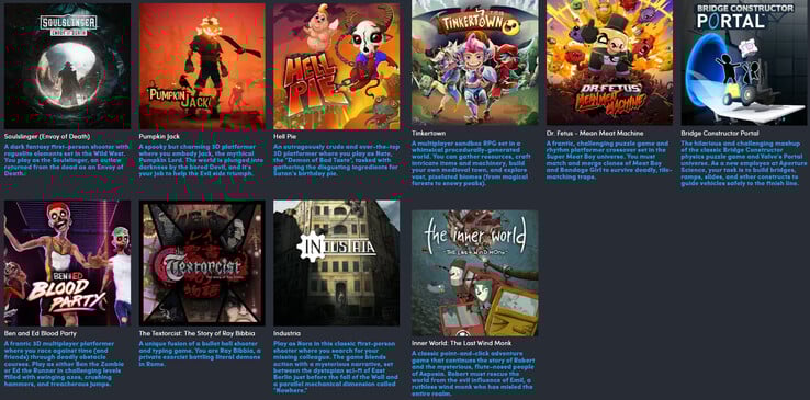 Tous les jeux inclus dans l'offre Headup Games (Image source : Humble Bundle)