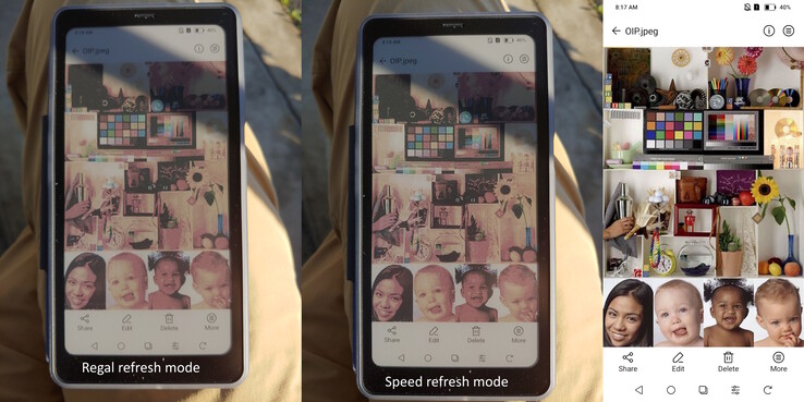 Modes Regal et Speed à la lumière directe du soleil du matin.