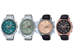 De gauche à droite, les Casio Edifice EFV-610DE-2A, EFV-610DE-3A, EFV-610EL-5A et EFV-610ECL-1A. (Source de l'image : Casio)
