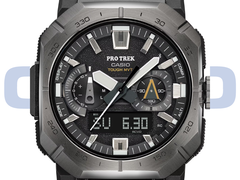 La Casio Pro Trek PRW-B1000-1 (photo) possède une lunette en acier inoxydable gris foncé et un cadran noir avec des accents argentés. (Source de l'image : Casio - Edited)