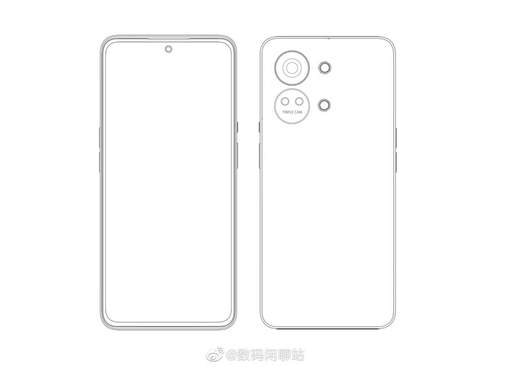 Le design annoncé du OnePlus Nord 3. (Image source : Weibo)