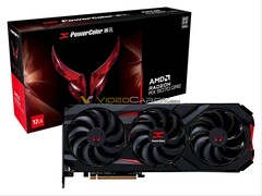 La Red Devil Radeon RX 9070 GRE de PowerColor devrait présenter le même design de refroidisseur que les autres cartes Red Devil. (Image source : Videocardz) 