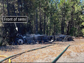 Il a fallu 50 000 gallons pour éteindre l'incendie de ce Tesla Semi (Image source : NTSB)