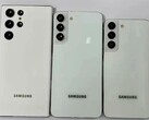 Le Galaxy S22, S22 Plus et S22 Note en blanc. (Image source : @heyitsyogesh)