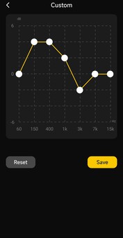 L'application propose trois préréglages d'égalisation et un égaliseur personnalisé à 7 bandes. (Source de l'image : Notebookcheck)