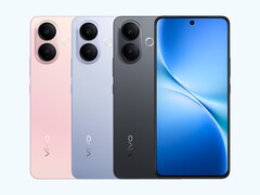 Le Vivo V60 Lite 5G dans ses trois couleurs disponibles - rose vitalité, bleu brume de titane et noir nuit radieuse (Source d&#039;image : Vivo)