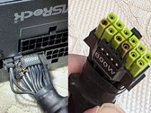 Le connecteur d'alimentation ASRock TempGuard brûlé, visible sur la photo, présente des dommages au niveau des câbles du bloc d'alimentation