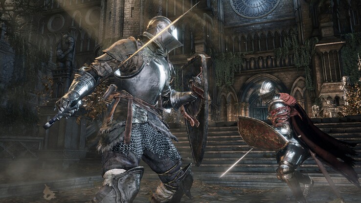 Combat montré dans une capture d'écran de Dark Souls 3 (Image source : Steam)