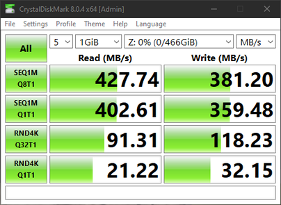 CrystalDiskMark 8 - 500 GB PNY SATA SSD