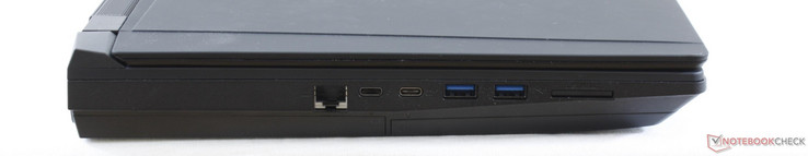 Côté gauche : RJ-45, Thunderbolt 3, USB C 3.1 Gen. 2, 2 USB A 3.1, lecteur de carte 6 en 1.