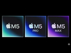 Représentation artistique des puces M5, M5 Pro et M5 Max de Apple. (Source de l'image : Apple, éditée avec Gemini)