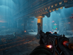 Abyssus permet aux joueurs de choisir entre huit armes uniques, chacune pouvant être modifiée par l'un des 45 mods possibles. Ci-contre, une capture d'écran du jeu. (Source de l'image : Steam)