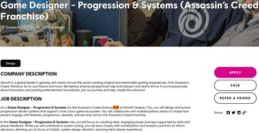La description de l'offre d'emploi d'Ubisoft pour le poste de concepteur de jeux est la suivante