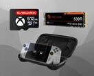Les accessoires de l'Asus ROG Ally sont présentés (Source de l'image : Sandisk, Seagate, Asus avec modifications)