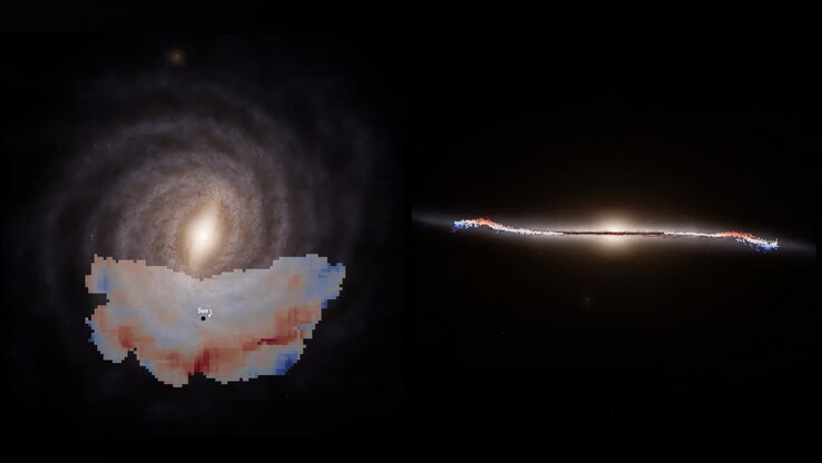 Illustration de la grande vague de la Voie lactée. (Source de l'image : ESA, Gaia, DPAC, S. Payne-Wardenaar, E. Poggio et al)