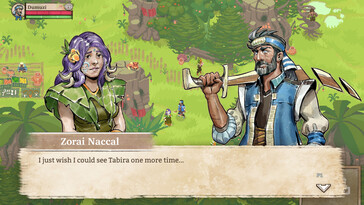 Image montrant un dialogue dans Moon Hunters.