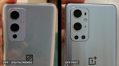Les apparents OnePlus 9 et OnePlus 9 Pro, de gauche à droite. (Source de l&#039;image : Dave Lee)