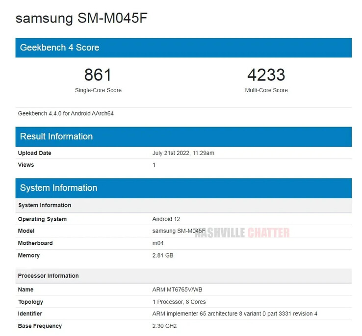 Un potentiel appareil de classe abordable Galaxy M fuit sur Geekbench. (Source : Geekbench via NashvilleChatter)