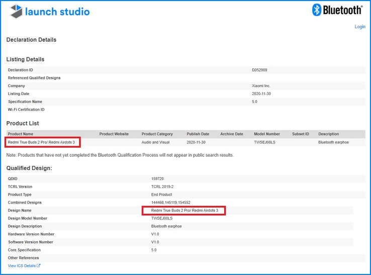 Redmi True Buds 2 Pro/Redmi AirDots 3. (Source de l'image : Launch Studio)