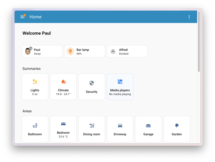 Le nouveau tableau de bord de Home Assistant. (Source de l'image : Home Assistant)