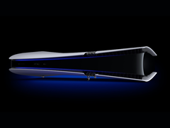 Rendu d'une Sony PlayStation 5 Pro placée à l'horizontale