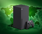 Console Xbox Series X présentée avec une carte du monde