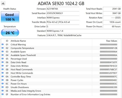 ADATA SE920 fonctionne avec PCIe 4.0 x2