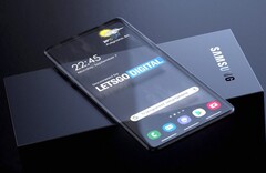 Un concept de rendu d'un smartphone transparent, le Samsung Galaxy, fleuron de la gamme. (Source de l'image : LetsGoDigital/Snoreyn)