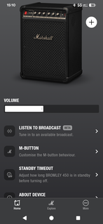 Application Bluetooth Marshall : le réglage du volume n'est pas vraiment excitant