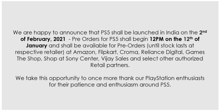 PlayStation India révèle la date de précommande de la PS5. (Source : Twitter)