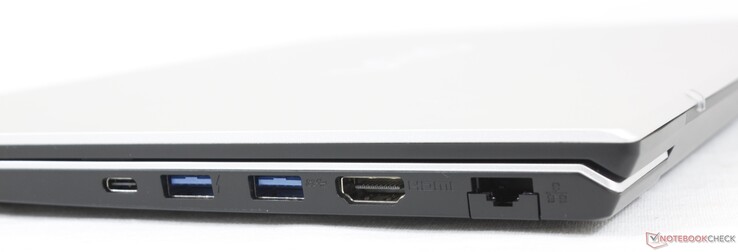 Droite : USB-C avec DisplayPort + Power Delivery, USB-A 3.1 Gen. 1, HDMI, Gigabit RJ-45