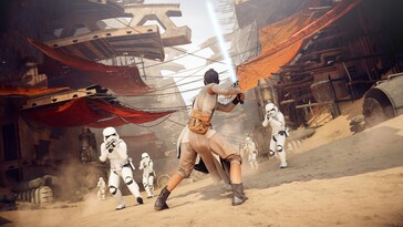 Rey dans Star Wars Battlefront 2 : Celebration Edition (Image source : Steam)