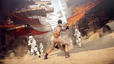 Rey dans Star Wars Battlefront 2 : Celebration Edition (Image source : Steam)