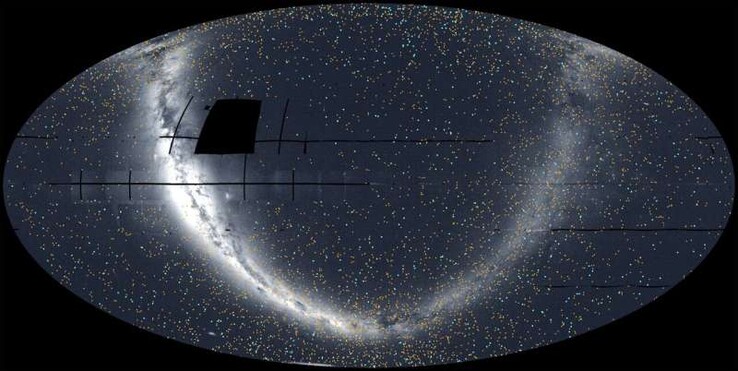 L'image TESS montrant l'univers et les exoplanètes.