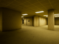 Sur la photo, une capture d'écran officielle de The Backrooms Deluxe 2, montrant l'une des nombreuses zones jouables du jeu. (Source de l'image : Steam)