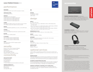 Spécifications du ThinkPad X1 Extreme G4
