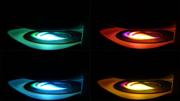 Lorsqu'il est incliné vers le bas, le Yaber T1 Pro peut servir de lumière d'ambiance. (Source de l'image : Notebookcheck)